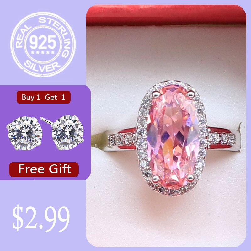 Viola Ametista Bianco Topazio Anello In Argento 925 Per Le Donne Regalo Di Compleanno Dei Monili di Cerimonia Nuziale Acquistare Uno Ottenere Uno Libero: 7 / Pink