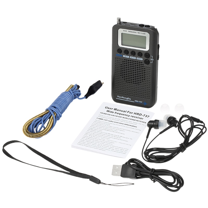 Ffyy-Hanrongda HRD-737 Draagbare Radio Vliegtuigen Band Ontvanger Fm/Am/Sw/Cb/Air/Vhf radio Wereldontvanger Met Lcd Display Wekker: Default Title