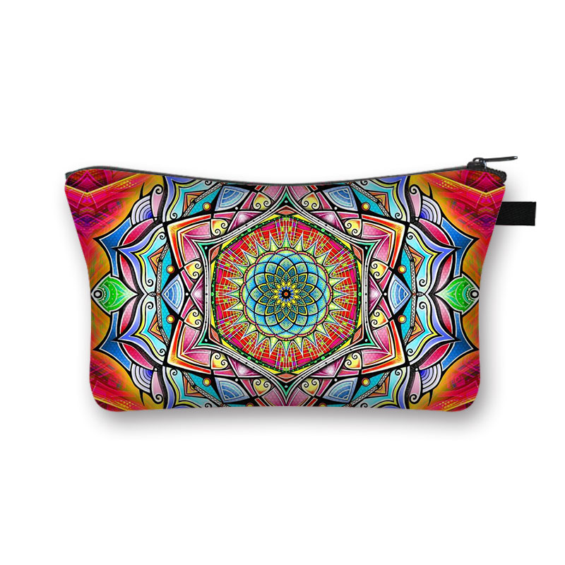 Mandala Flower Print torby kosmetyczne damskie kosmetyczka damska wielokolorowy wzór śliczne etui kosmetyczne do podróży: shzbmandala10