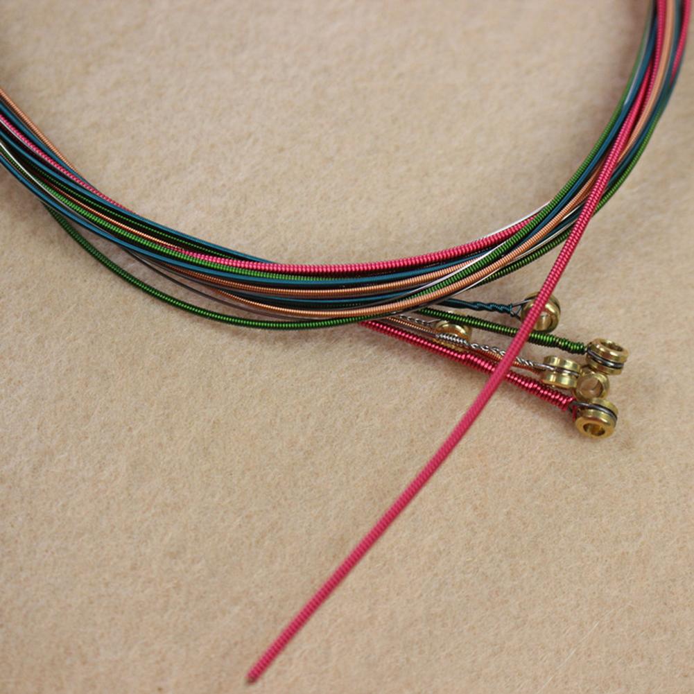 6pcs/set Acoustic Guitar Strings Rainbow Colorful Guitar Strings for Folk Acoustic Classic Guitar Parts Stainless Steel Strings