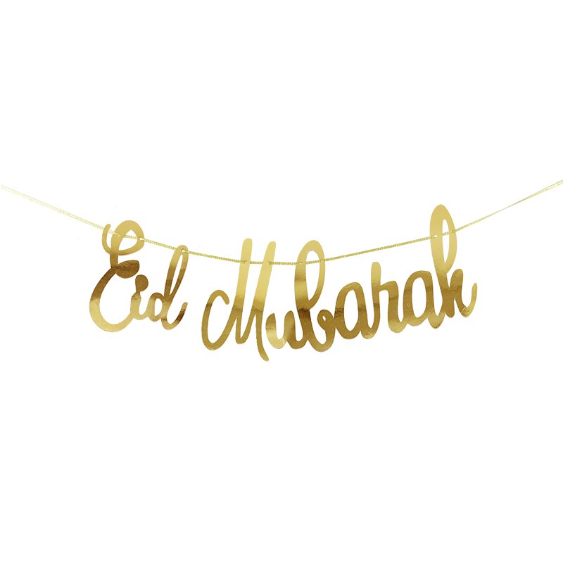 Goud Eid Mubarak Banner Muur Opknoping Ramadan Kareem Papier Guirlande Eid Vlag Festival Bunting Islamitische Moslim Mubarak Decoratie