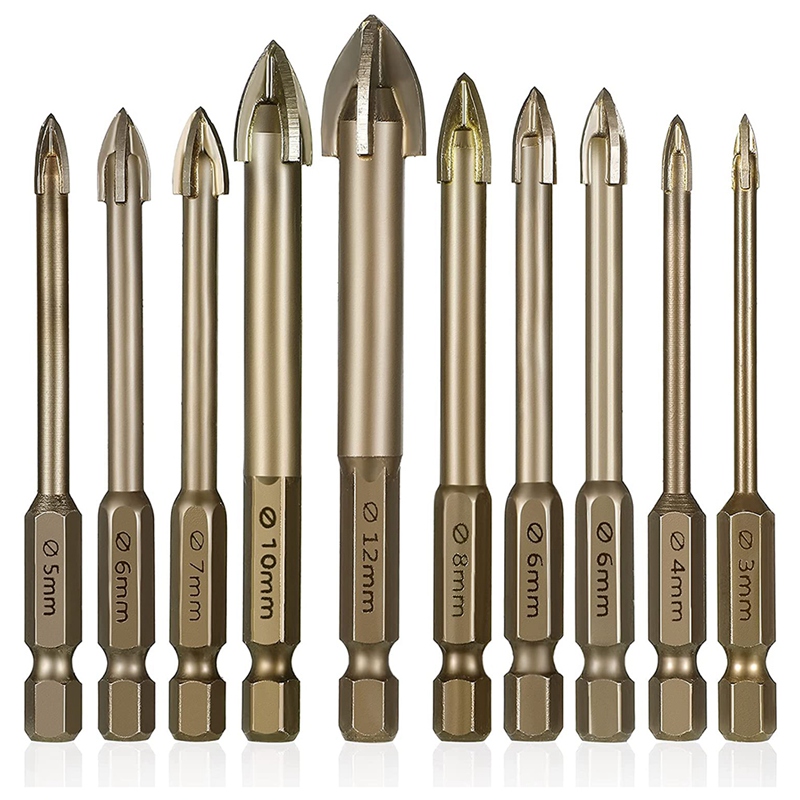 10 Stuks Metselwerk Boren Carbide Tip Boren Set Snijden Boor Voor Boren Glazen Tegel Baksteen Hout Beton: Default Title