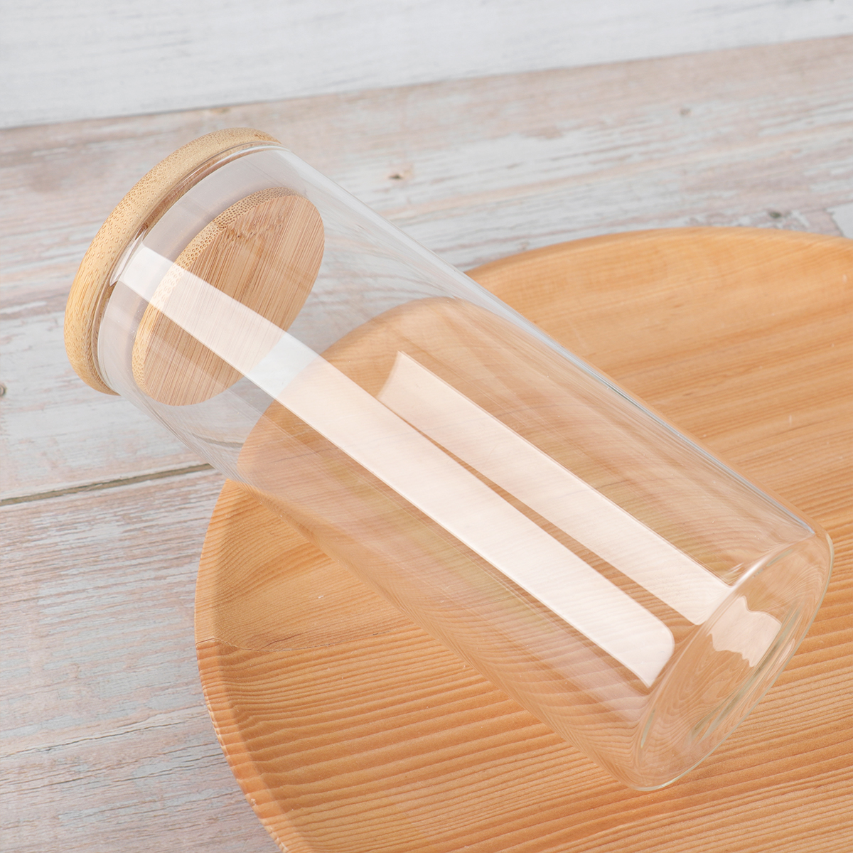 Klart glas gennemsigtigt glasopbevaringskrukke med låg te kaffebønner beholder snack nødder forseglet æske køkkenorganisator