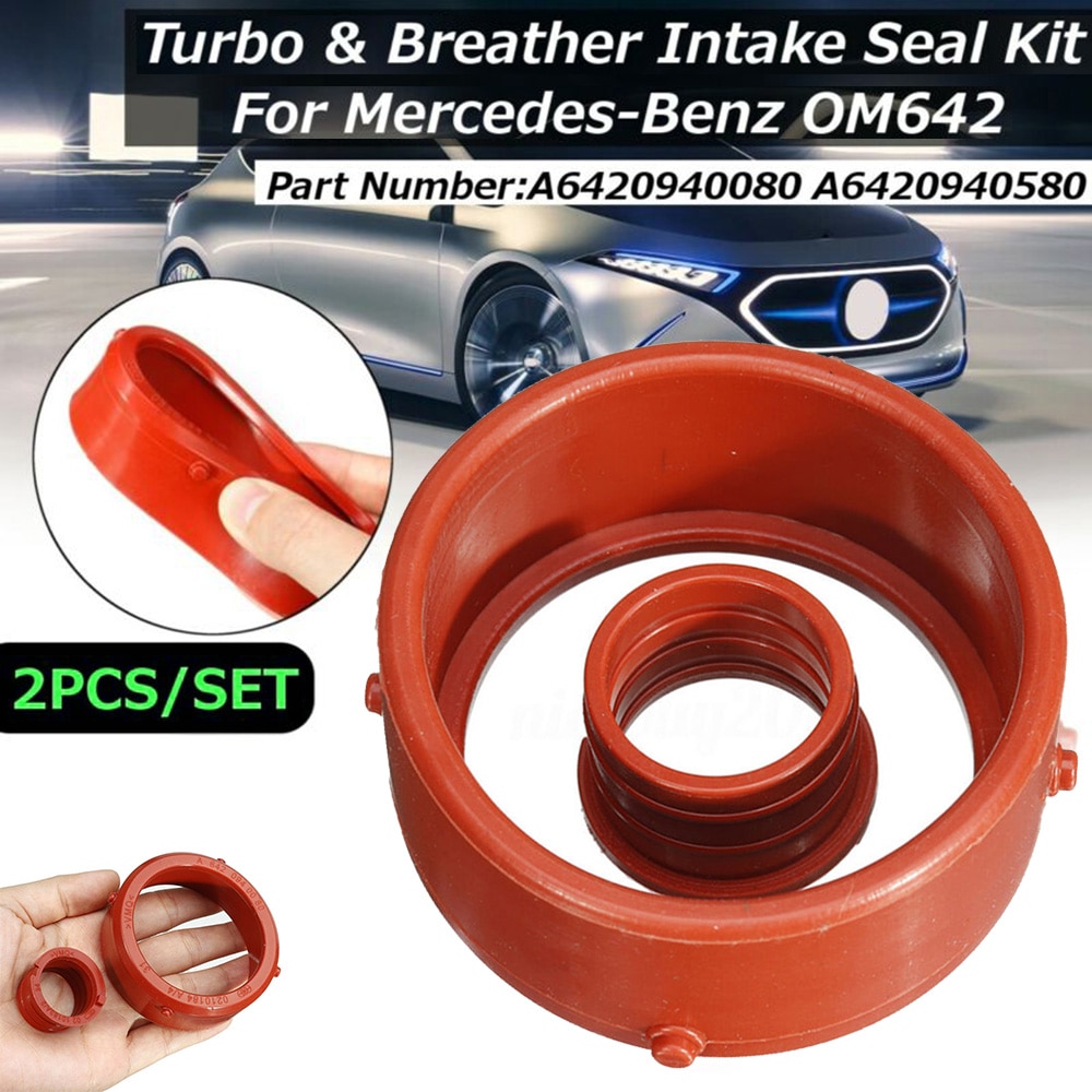 2pcs Turbo Intake Seal Ring&Engine Breather Seal For Mercedes-Benz OM642 Turbo Intake Seal Ring Kit A6420940080 A6420940580