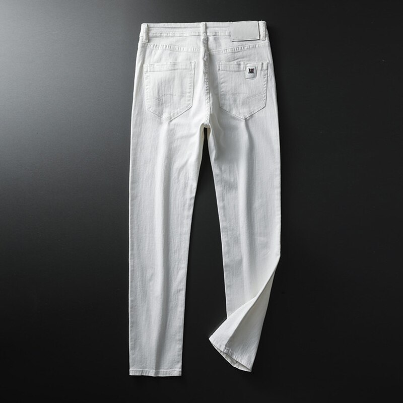 Hvide denimbukser mænd baggy jeans straight fit bukser arbejde klassiske jean homme mærke tøj blødt stor størrelse 28-40