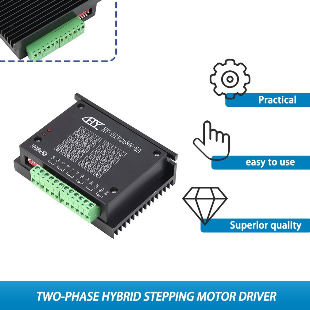 Single Axis TB6600 0.2-5A Two Phase Hybrid Stepper Motor Driver Controller 50V DC For CNC