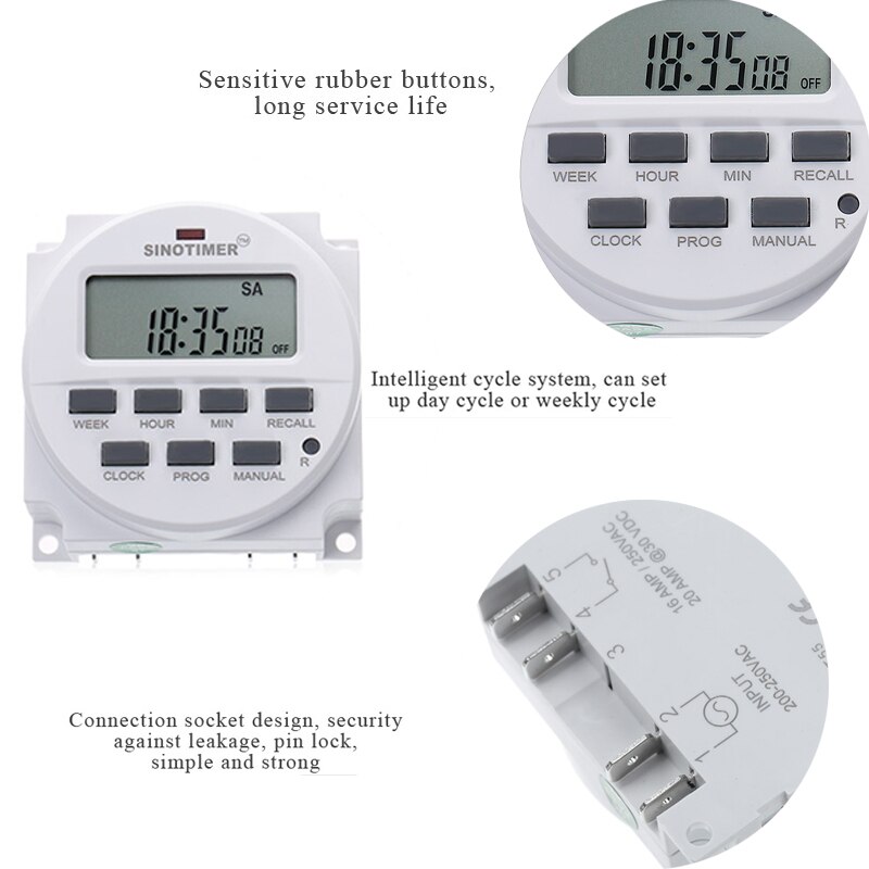 Program Timers LCD Digital 7Days Programmable Timers Switch AC DC Weekly Hour Minute Control Timer With 12/24/110/220V