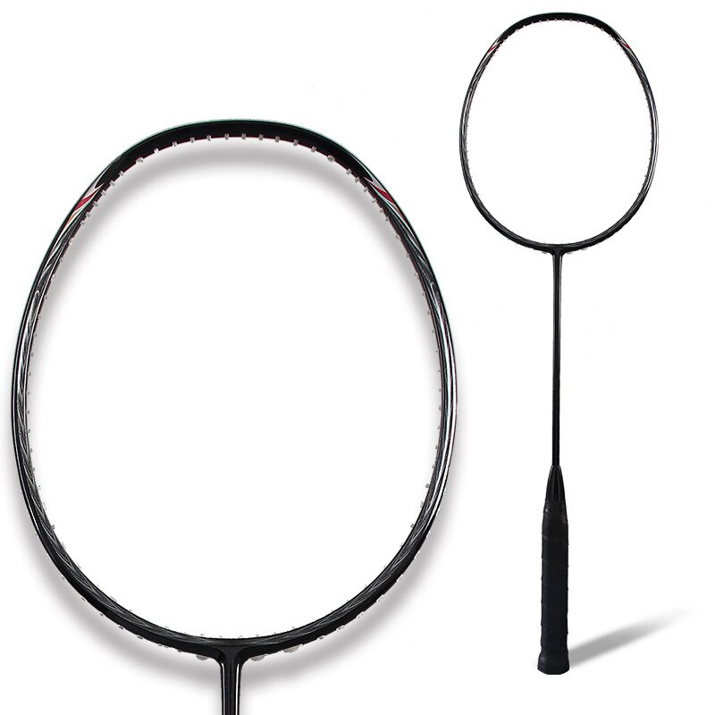 Carbon Badminton Racket Single Shot Men And Women Training Badminton Racket With Racket Bag: black