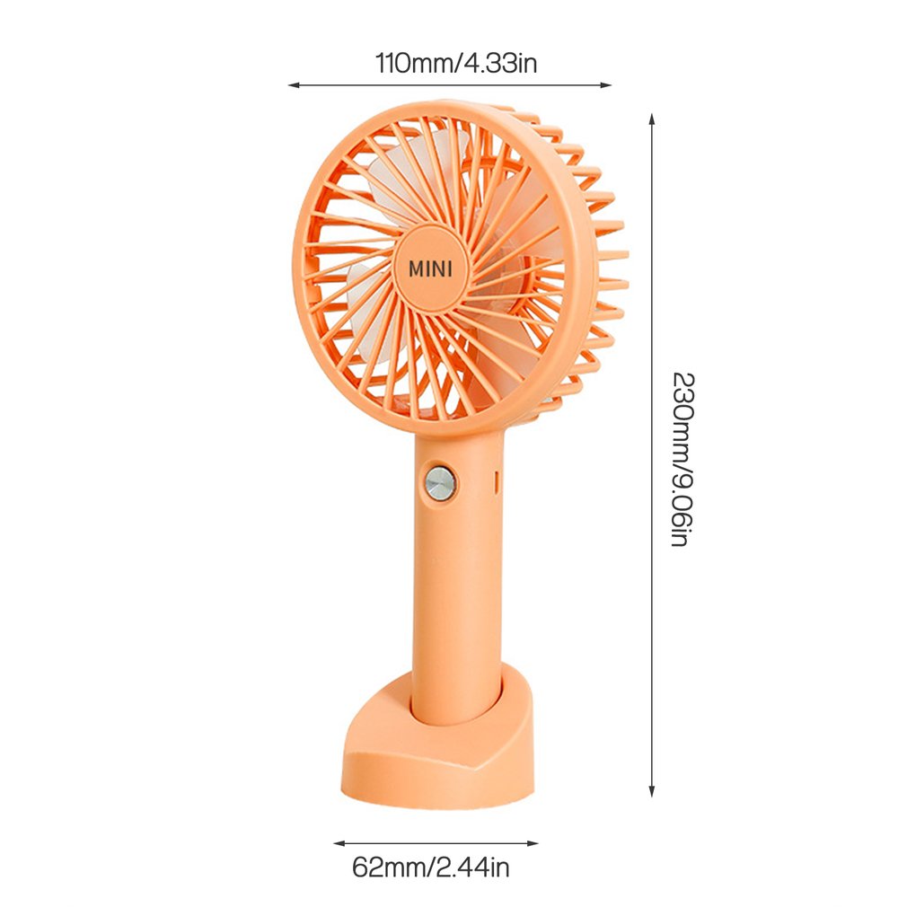 Portable USB Rechargeable Fan Mini Handheld Air Cooling Fan Desktop Ventilation Fan With Base 3 Modes For Travel Outdoor Cooler: Orange