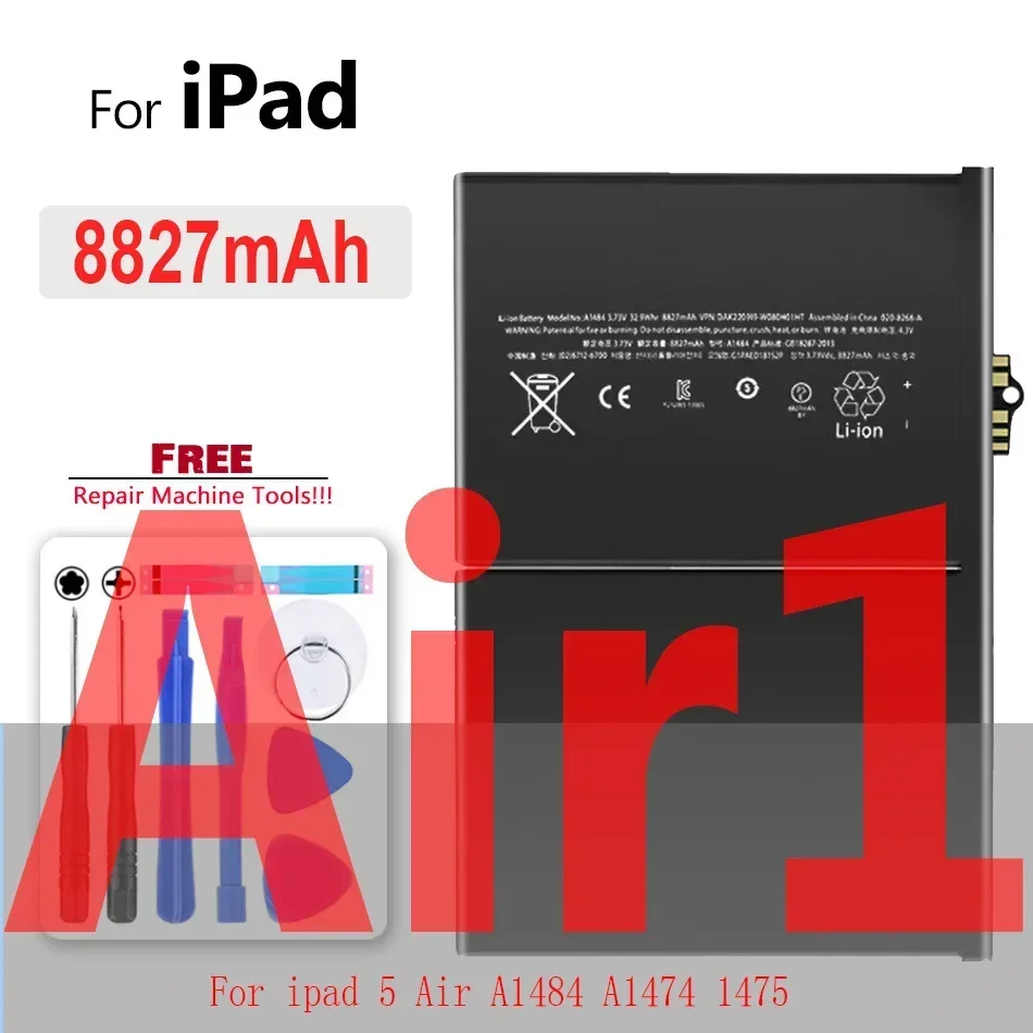 Tablet-Akku für iPad 5 Air 1 A1474 A1475 A1893 für iPad 6 Air 2 A1566 A1567 Mini 1 2 3 4 5 Pro 9,7 10,5 12,9 2. 3. Batterie: green