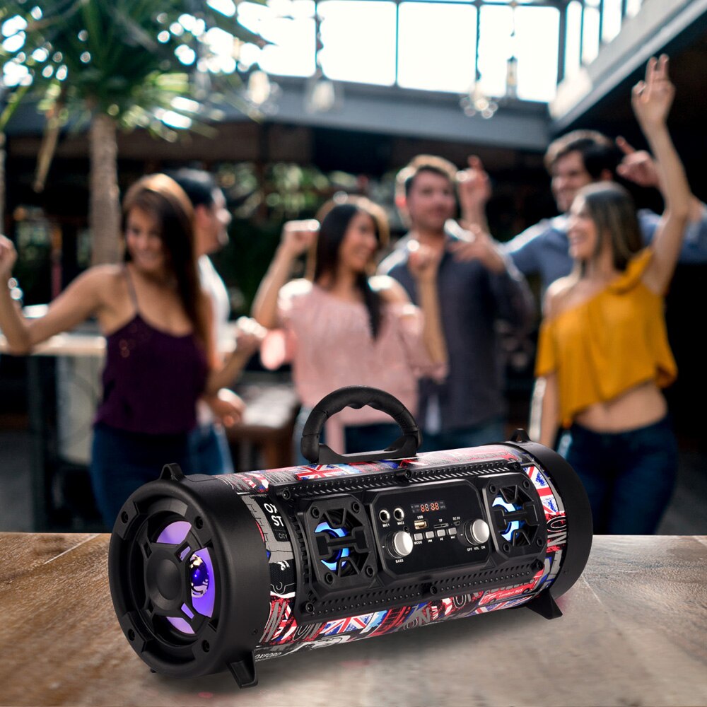 Columna portátil de 16W Altavoz Bluetooth movimiento KTV sistema de sonido 3D altavoz inalámbrico barra de sonido Subwoofer música FM Radio USB