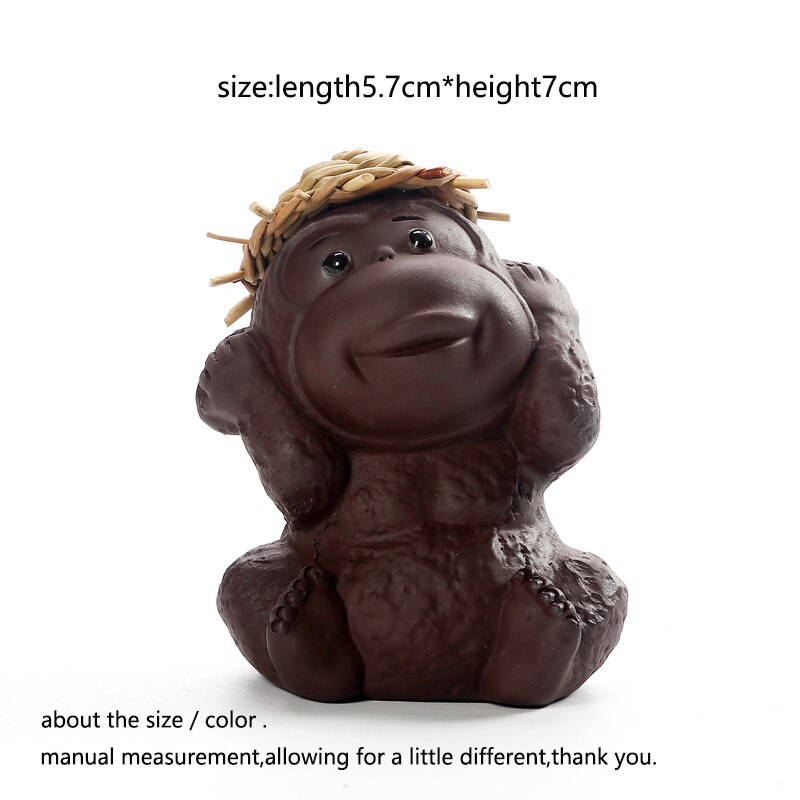 Estatua mono creativa de la suerte, té de arcilla púrpura, artesanía de cerámica para mascotas, kungfú chino, accesorios de juego de té, decoración para bandejas, de Boutique: B Style