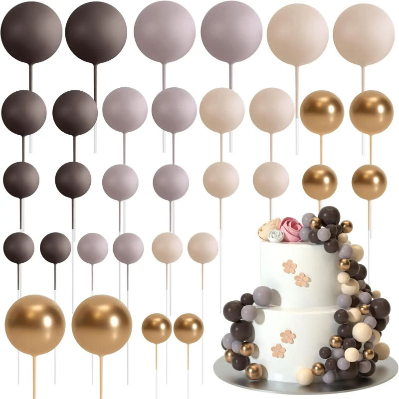 Décoration de gâteau vert sauge marron, 32 pièces, boules en mousse dorée, bricolage, décoration de gâteau pour réception pour bébé, fête d'anniversaire: Bleu profond