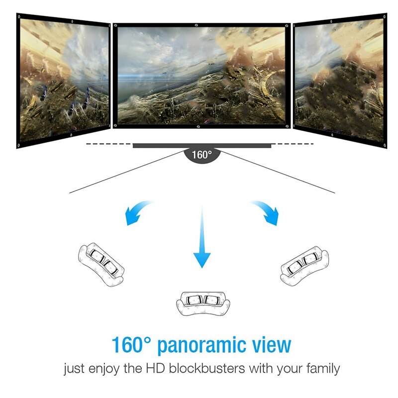 100 Inch 3D Hd Projector Scherm 16:9 Anti-Kreuk Pr... – Grandado