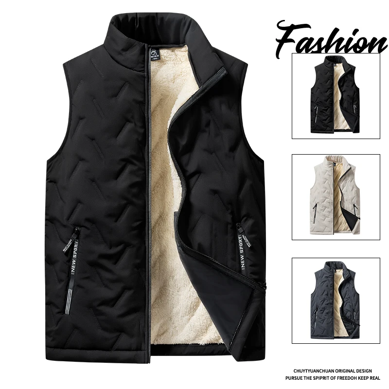 Heren Katoenen Vest Jas - Casual V-hals Mouwloos Vest - Herfst/Winter Warm Bovenkleding
