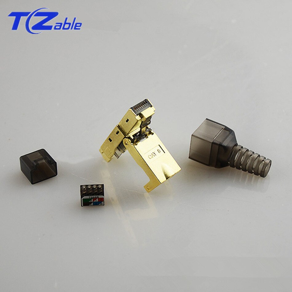 CAT 8 Ethernet Connector Rj45 Shielded Plug For Network Cable 5G Broadband CAT8 RJ 45 Crystal Head DIY Installing Gold Plated
