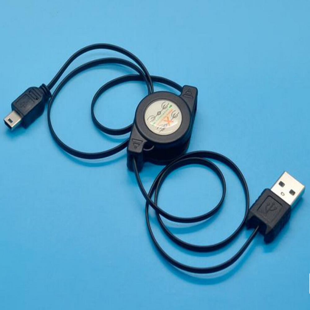 USB A Male to MiNI USB B 5 Pin Charging Data Sync Cable Black Retractable Data Sync Cable Data Cables