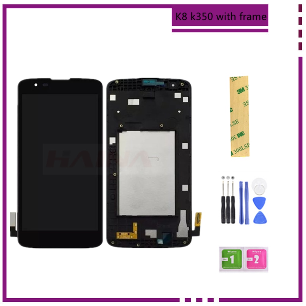 K8 display Per LG K8 LTE K350 K350N K350E K350DS Display LCD con Touch Screen Digitizer Assembly Con telaio per LG K8LTE K350