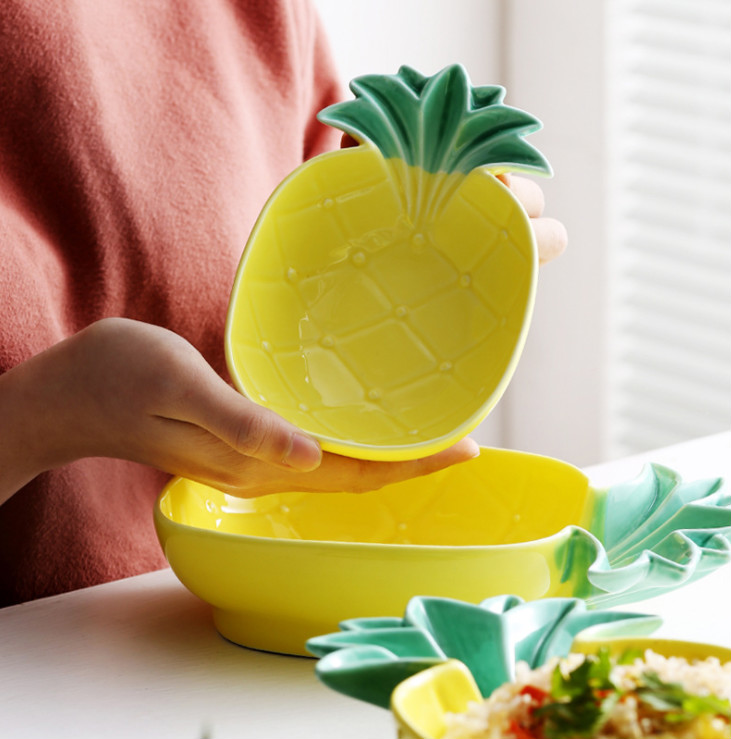 Sød keramisk ananas tallerken skål fad frugter til restaurant tallerkener hjemme piatti keramik tallerken snack tallerkener