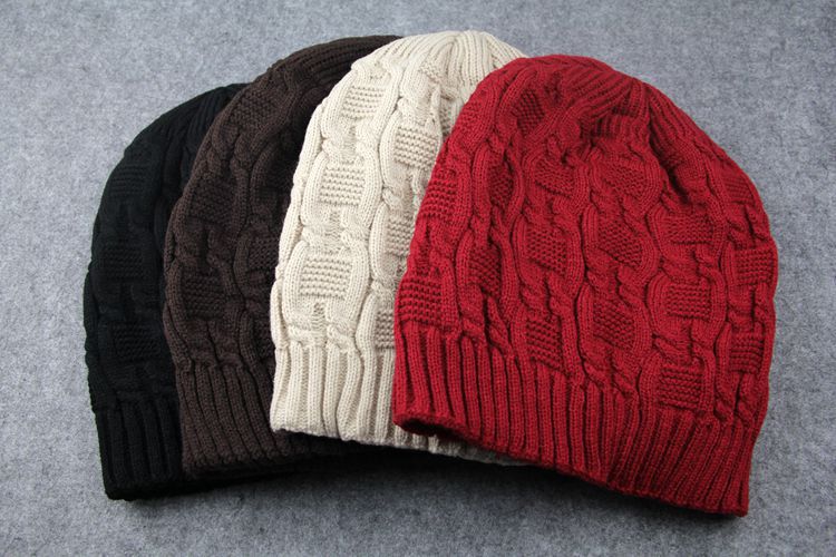 Dam vintermössa stickade mössor baggy oversized slouch twist hatt tjocka varma mössor herr casual stickad mössa