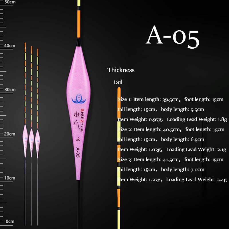 Boya de pesca de agua dulce, 3 unidades/lote, Boya de pesca con gran flotabilidad, accesorios de pesca: A-05 3pieces