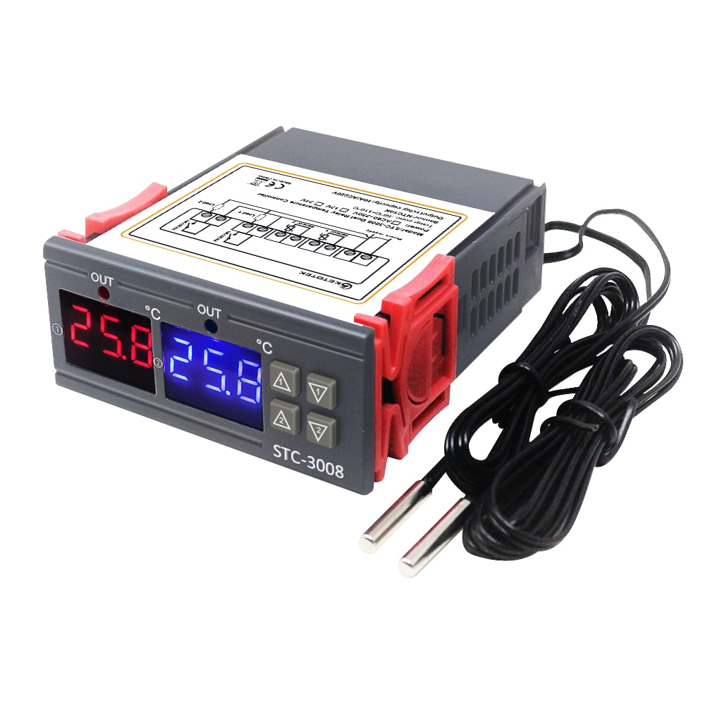 Stc -3008 två relä digital termostat temperaturregulator för inkubator stc -3018 termometer manöverbrytare 10a 240v ac relä