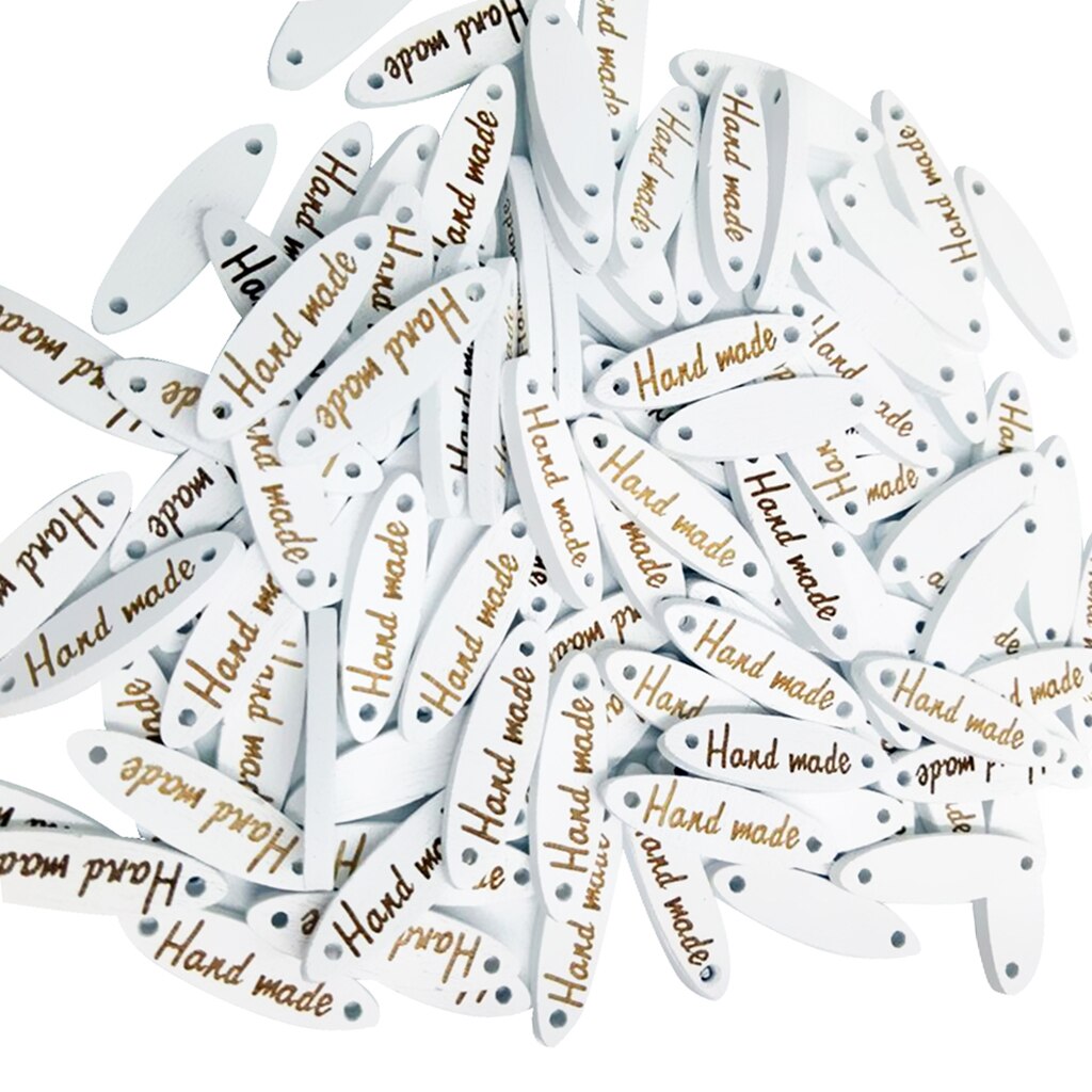 100 stuks label "handgemaakt" label genaaide labels handgenaaide knoop houten knopen