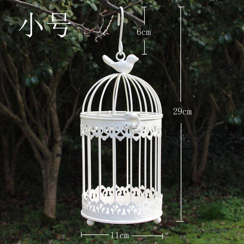 Iron Metal Bird Cage White Bird Cage Decoration Hanging Flower Pot Succulent Wedding Candle Holder Jewelry: S-11 x 29cm