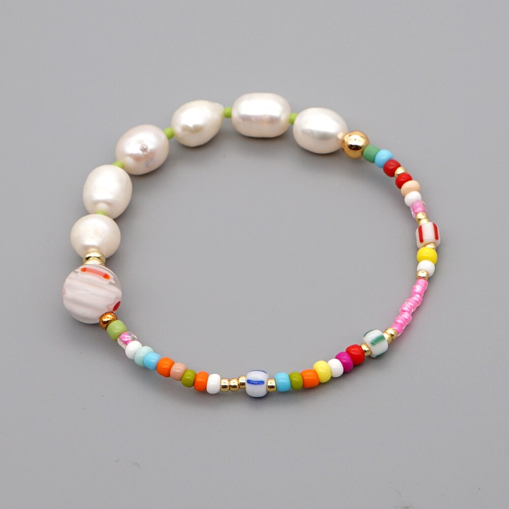 andare2BOHO Reale Della Perla dell'acqua Dolce Del Braccialetto Dei Braccialetti Delle Donne patchwork Perline Boho di proprietà Regalo Dei Monili Pulseras Mujer Moda Fatti A Mano: ZZ-B200033H