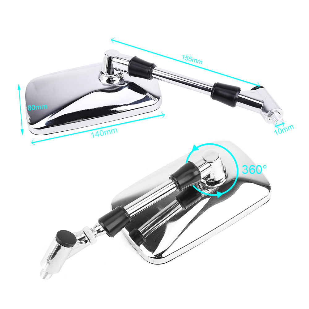 Chrom Spiegel Motorrad Zubehör 10mm Universal- Rechteck Elektrische Rolle Cafe Rennfahrer Motor- Kreuzer Zerhacker Seite Rückspiegel