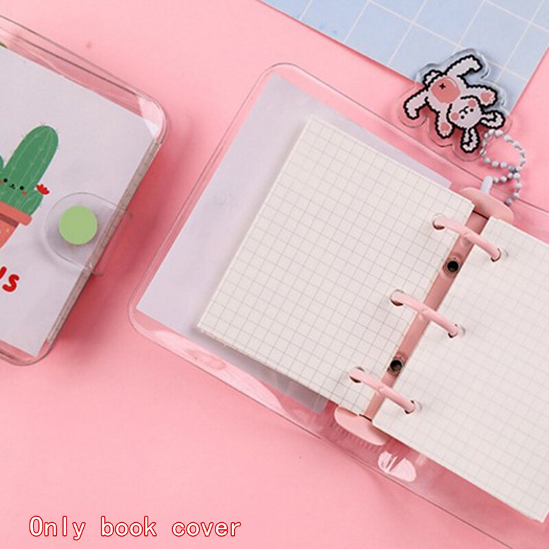 1pc Student Portable Notebook ring binder Kawaii School Supplies Cute Transparent 3 ring Mini Loose-leaf Hand Book