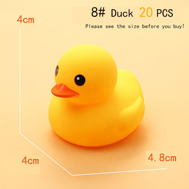 Small Animal Baby Bath Toy Water Squeeze Sounding Dabbling Soft Rubber Duck Kids Duckling Toys for Toddler 3 Years Shower Games: (8Duck) 20 pcs
