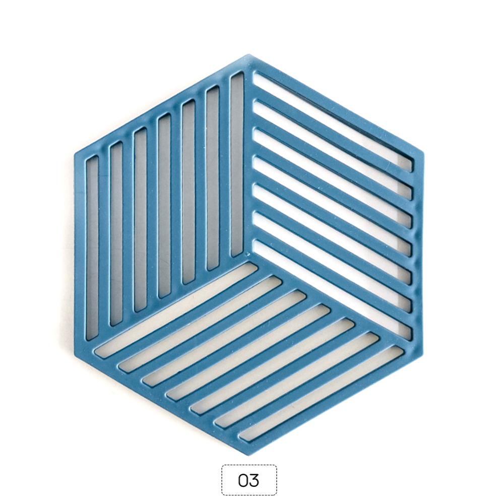 Chic Silicone Coaster Cup Hexagon Mats Pad Heat-insulated Bowl Placemat Home Decor Desktop Eco-friendly Japanese Simple 1PCS: A-Blue 16-16