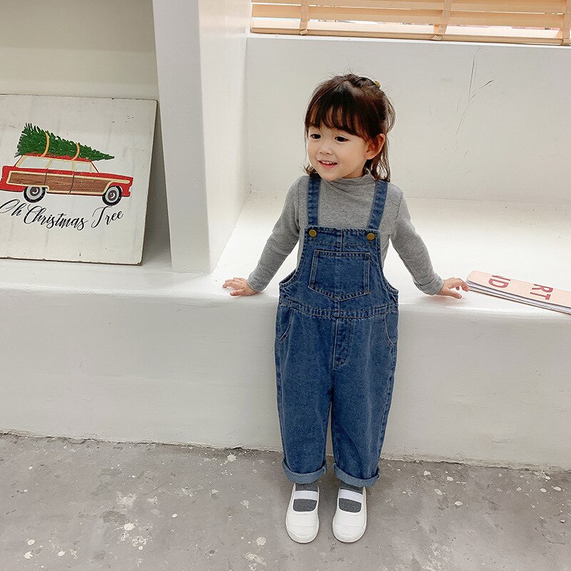 Spring Baby Boys Girls Loose Casual Denim Overalls Children Girls All-match Casual Suspender Trousers Boys Jeans