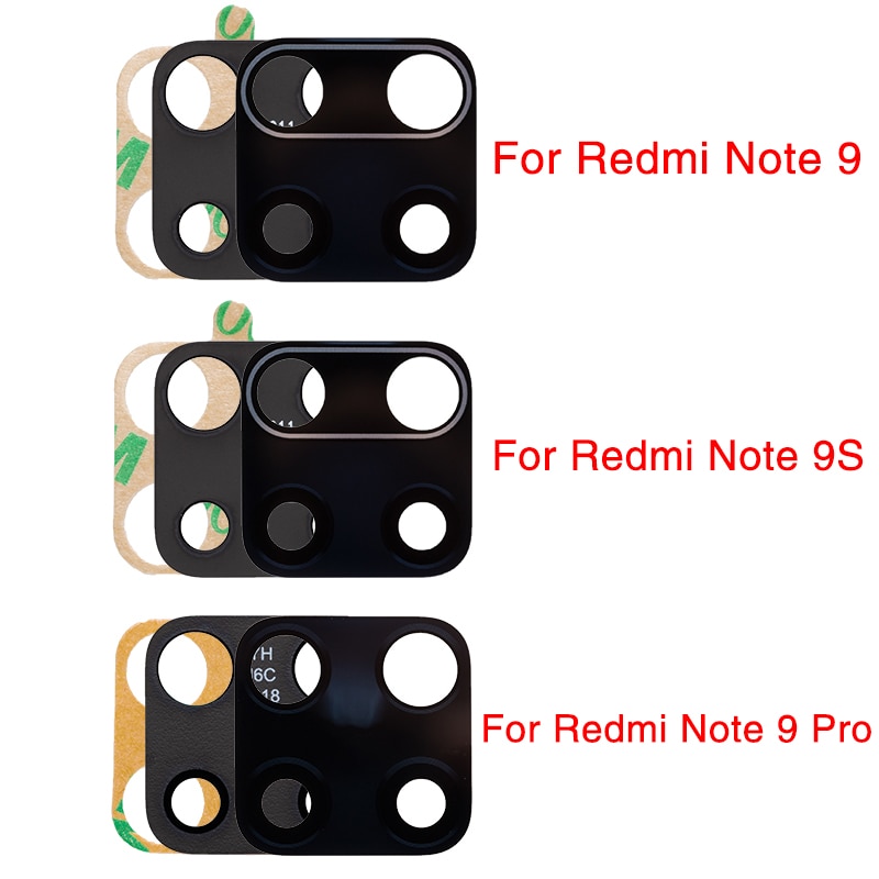 10 Stks/partij Back Camera Lens Cover Vervangende Onderdelen Voor Xiaomi Redmi Note 9 Pro 9S Achteruitrijcamera Glas Lens cover Met Tape