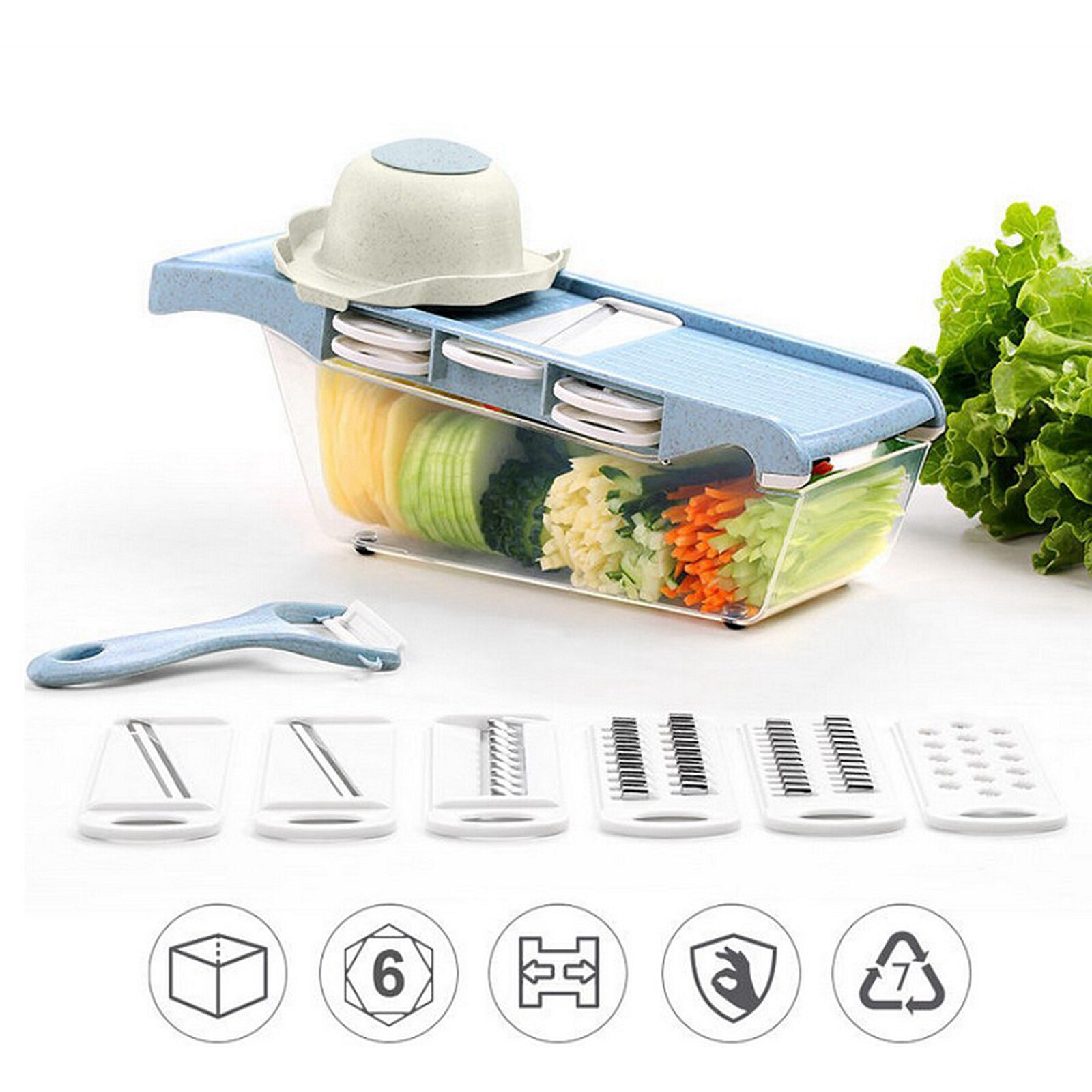 Kitchen Grater Vegetable Food Cutter Chopper Slicer Shredder Blue: Blue