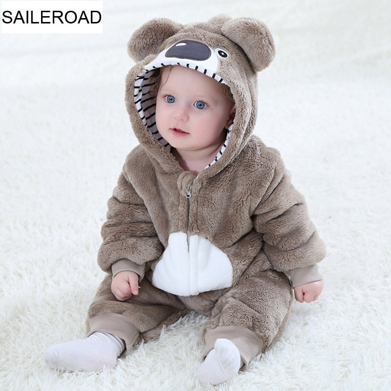 Saileroad Cartoon Flanel Slaap Gown Dieren Pyjama Baby 18 Maand Jongens Dwarsliggers Meisjes Beer Jumpsuit Kigurumi Kruipen Pak