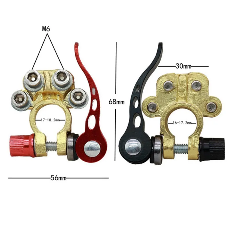 1 Pair Car Battery Terminals 12V Auto Battery Terminal Connector Battery Bornes Cable Terminal Adapter Copper Clamps Clip Screw