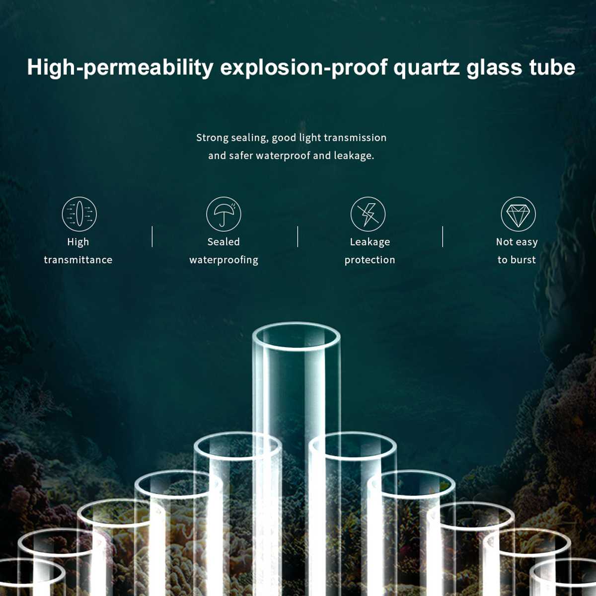 5/7/9/11/13W Aquarium Submersible UV Sterilizer Underwater Lights Quartz Glass Fish Tank Underwater Purifier Lamp