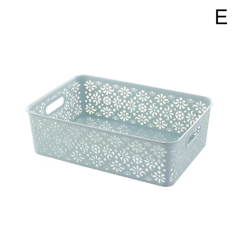 Panier de rangement en plastique en dentelle avec couvercle, grand panier de rangement de jouets divers pour la maison, panier de rangement pour vêtements A1I6: E