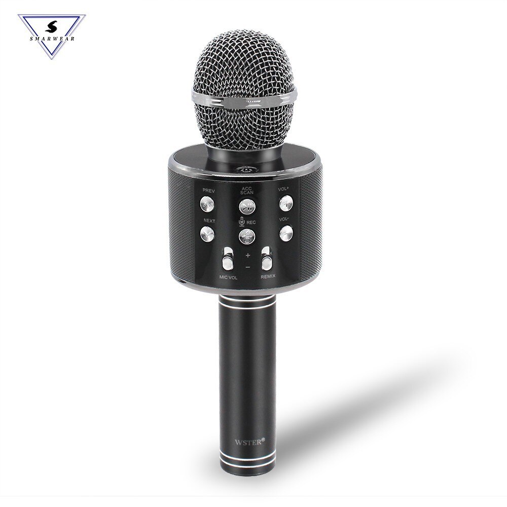 100% Originele Wster WS-858 Draadloze Karaoke Microfoon 5 Magic Stemmen Wisselaar Bluetooth Zingen Mic Speaker Voor Telefoon Computer: BlackWSTER