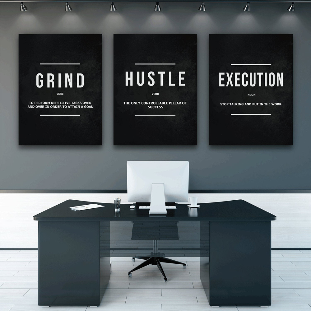 Grind Hustle Uitvoering Wall Art Canvas Prints Kantoor Decor Motivatie Moderne Art Ondernemer Motivatie Schilderen Foto &#39;S