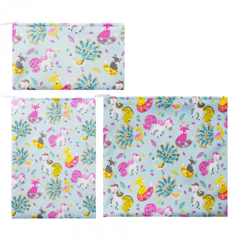 3Pcs/Set Lunch Bag Reusable Sandwich Bag Snack Bag Lunch Box With Zipper Washable Food Safety BPA Free Eco-friendly Waterproof: 08 3pcs