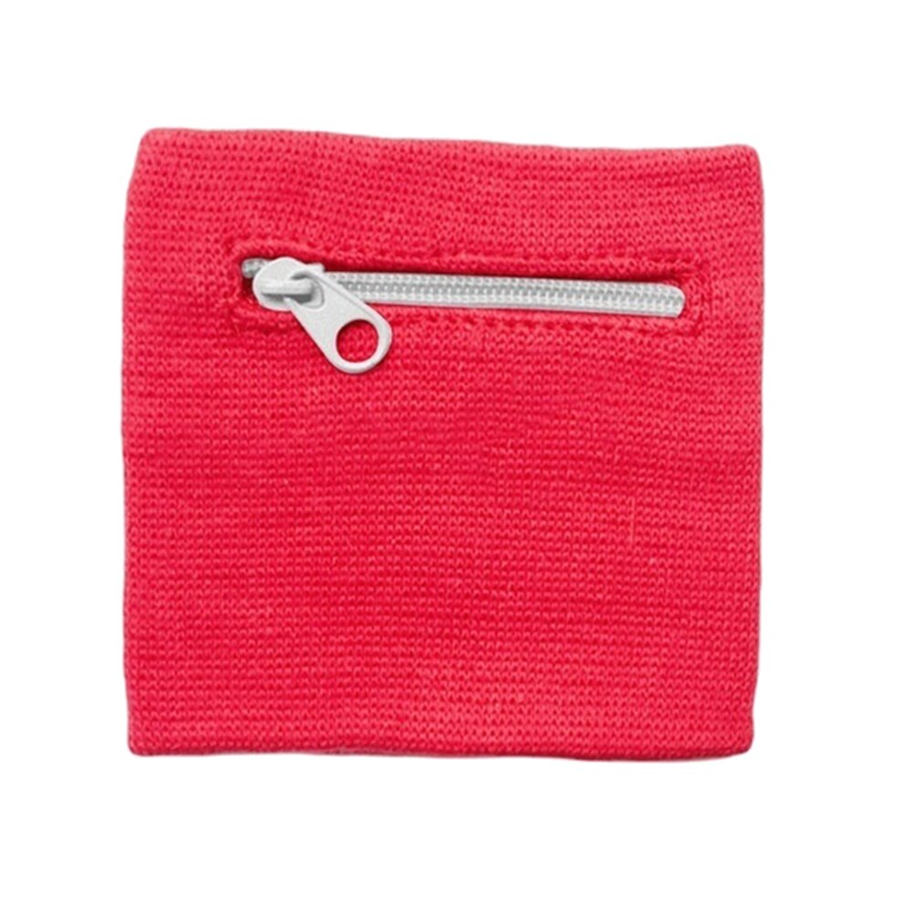 Mini pulsera deportiva con cremallera, monedero, porta llaves, bolsa de muñeca de algodón, novedad: Rojo