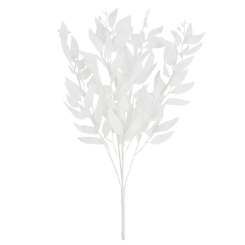 Ramo de hojas de sauce Artificial de seda, 52cm, hojas verdes, flores, decoración para sala de estar, arreglo, suministros de boda: B02 white