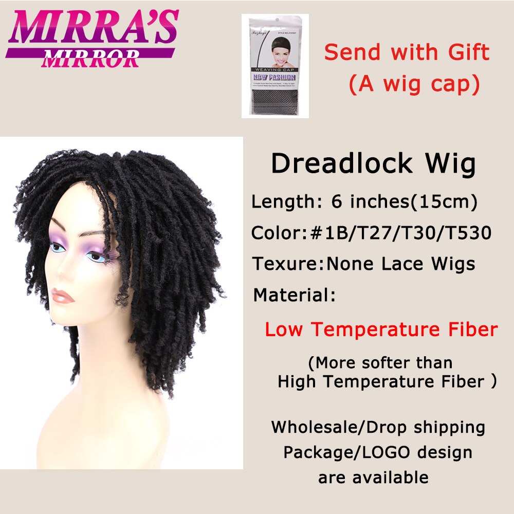 Mirra's Mirror 6inch Synthetic Curly Wig Short Dreadlock Wigs For Women Black Brown Braided Wigs Afro Hair