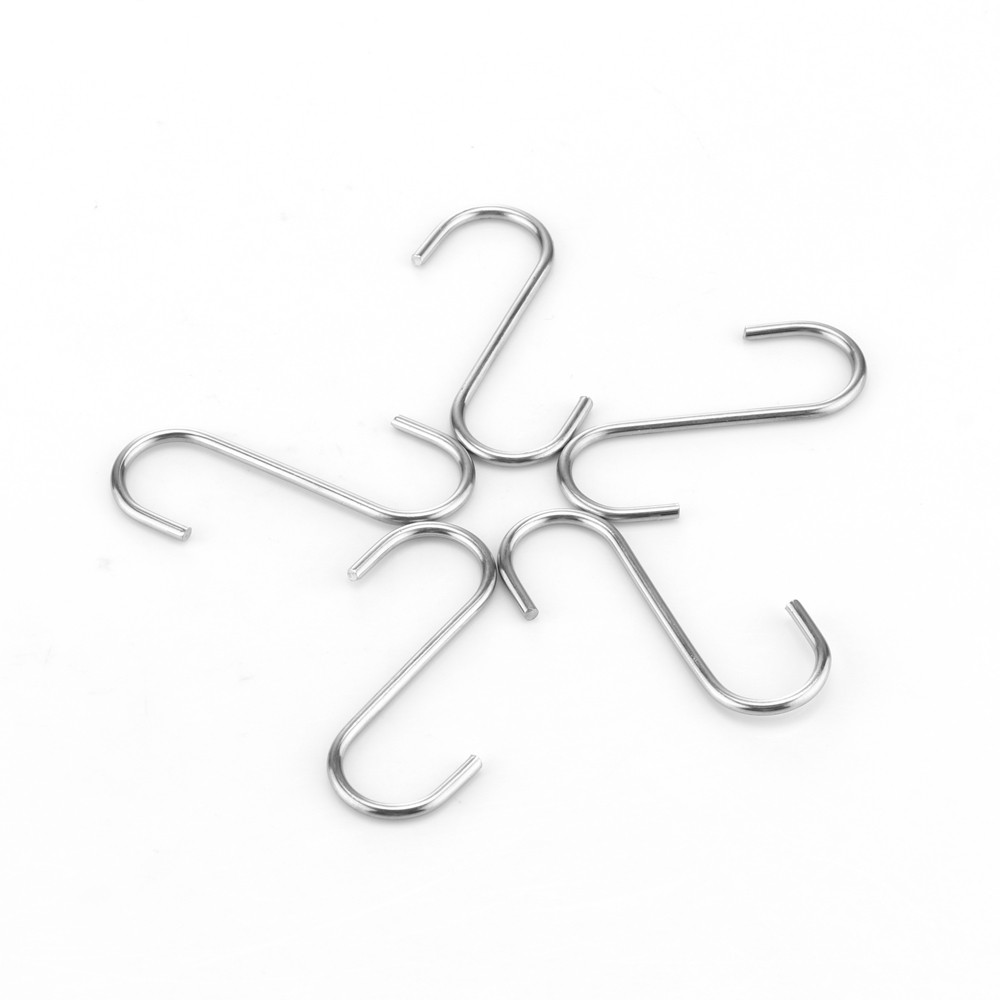 Heavy Flat S Hook, stainless steel wire secured s-shaped hanger kitchen pot ceiling rack metal display hanging jean pant hooks