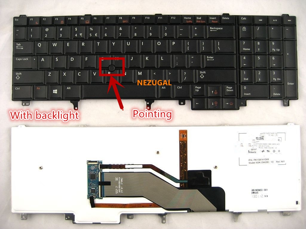 US Laptop Keyboard For DELL E6520 E5520 M4600 M6600 E5530 E6530 M4700 M6700 E6540 English: backlight