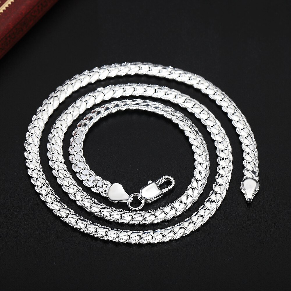 925 sterlingsølv 5mm fine sidelæns halskæde 20 tommer 50cm kæde til kvinde mænd bryllup engagement smykker