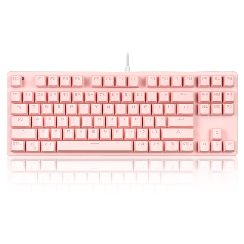 87 Key Gaming Mechanical Keyboard Doubleshot Keycaps Blue Axis Office Business Mechanical Keyboard for Notebook Tablet Computer: 3C250Pink